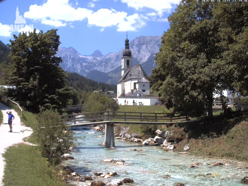 Archiv Foto Webcam Malerwinkel in Ramsau bei Berchtesgaden - Ortskirche St. Sebastian