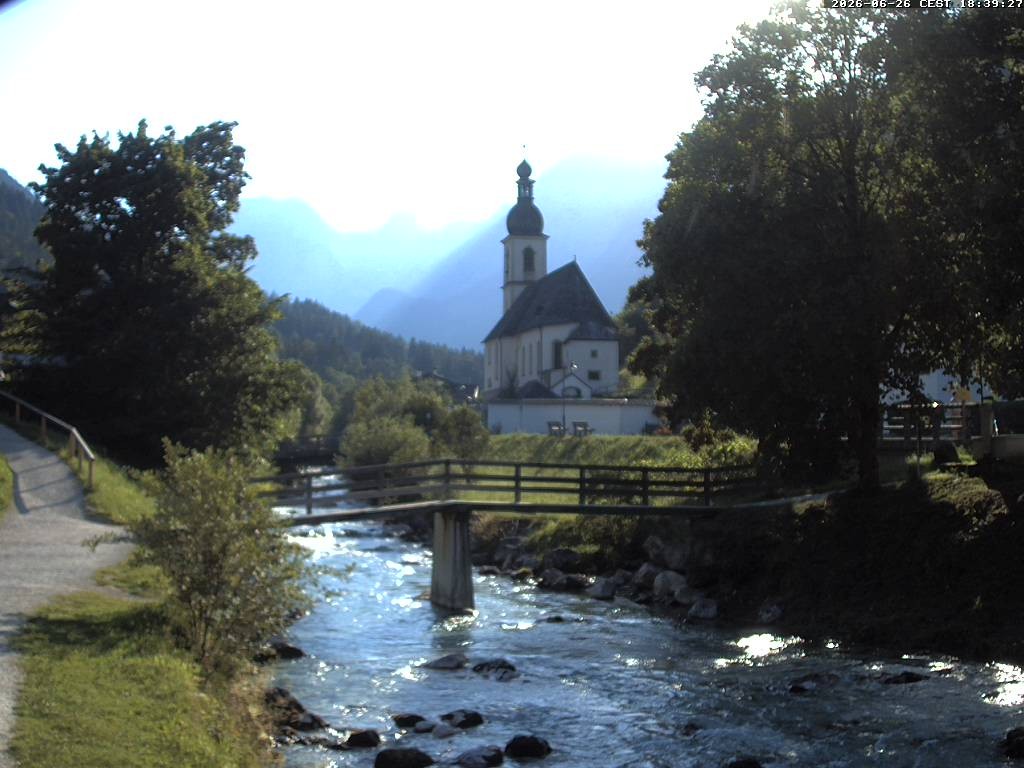 Archiv Foto Webcam Malerwinkel in Ramsau bei Berchtesgaden - Ortskirche St. Sebastian