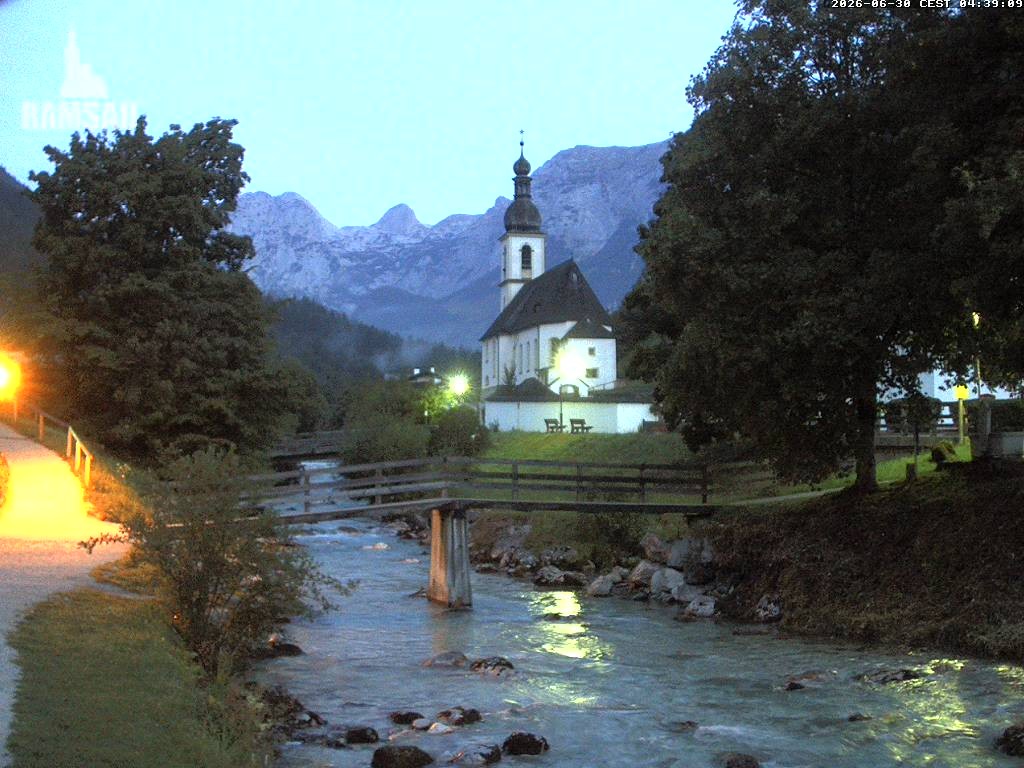 Archiv Foto Webcam Malerwinkel in Ramsau bei Berchtesgaden - Ortskirche St. Sebastian
