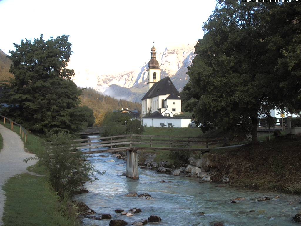 Archiv Foto Webcam Malerwinkel in Ramsau bei Berchtesgaden - Ortskirche St. Sebastian