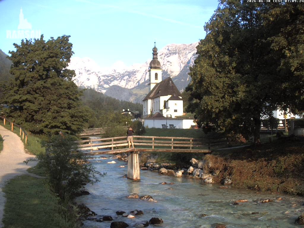 Archiv Foto Webcam Malerwinkel in Ramsau bei Berchtesgaden - Ortskirche St. Sebastian