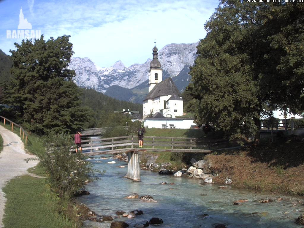 Archiv Foto Webcam Malerwinkel in Ramsau bei Berchtesgaden - Ortskirche St. Sebastian