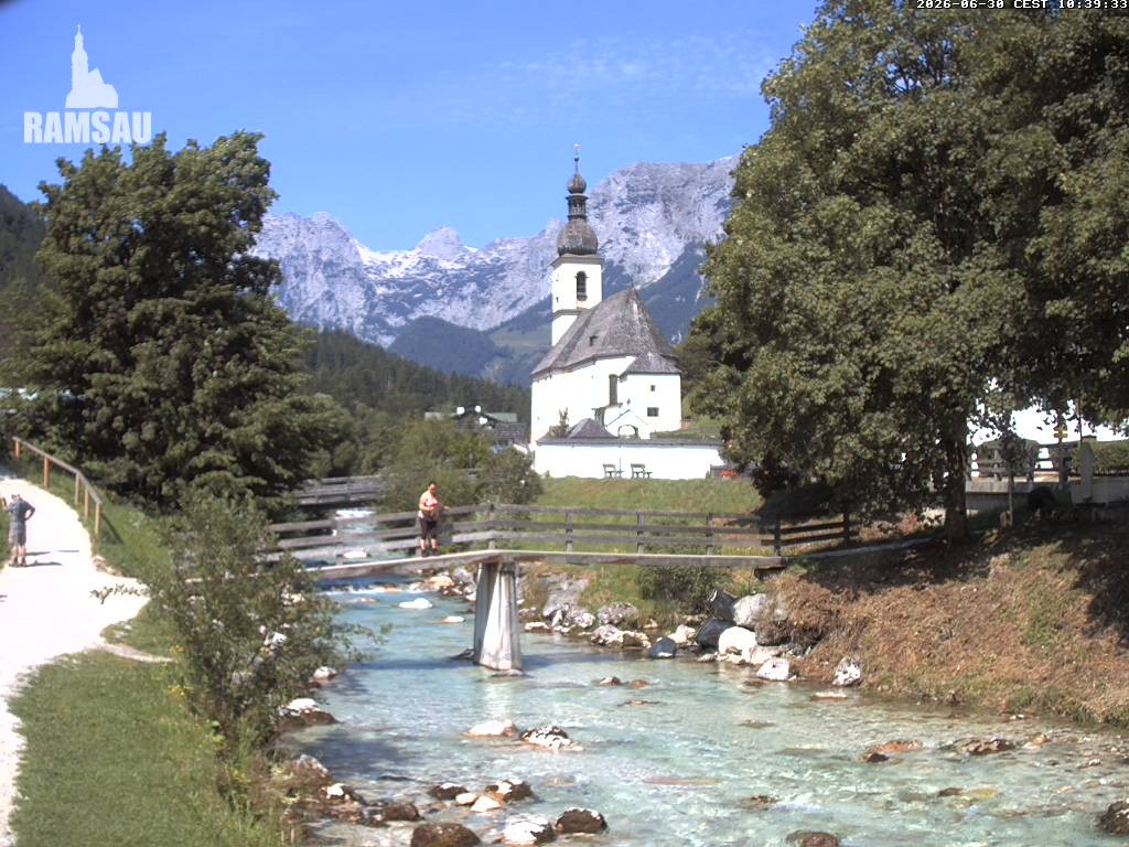 Archiv Foto Webcam Malerwinkel in Ramsau bei Berchtesgaden - Ortskirche St. Sebastian
