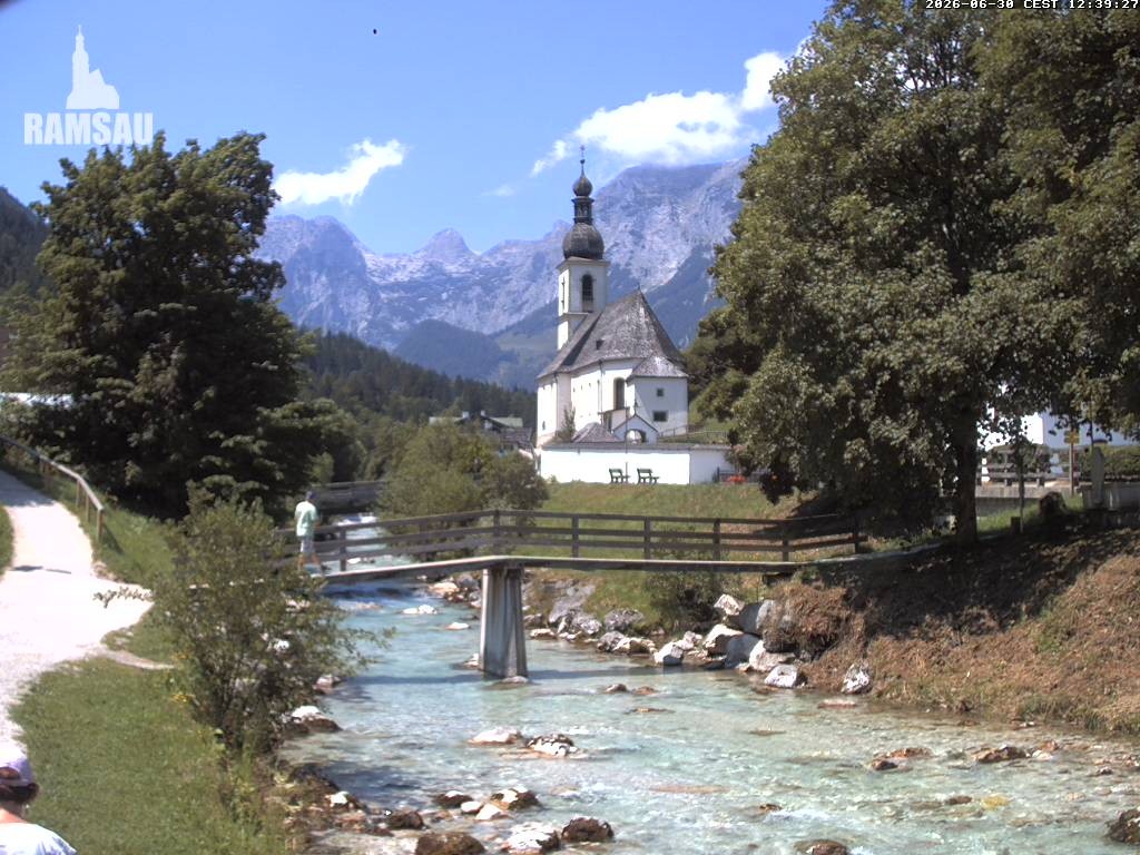 Archiv Foto Webcam Malerwinkel in Ramsau bei Berchtesgaden - Ortskirche St. Sebastian