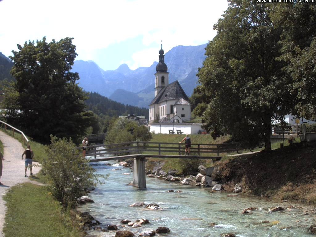 Archiv Foto Webcam Malerwinkel in Ramsau bei Berchtesgaden - Ortskirche St. Sebastian