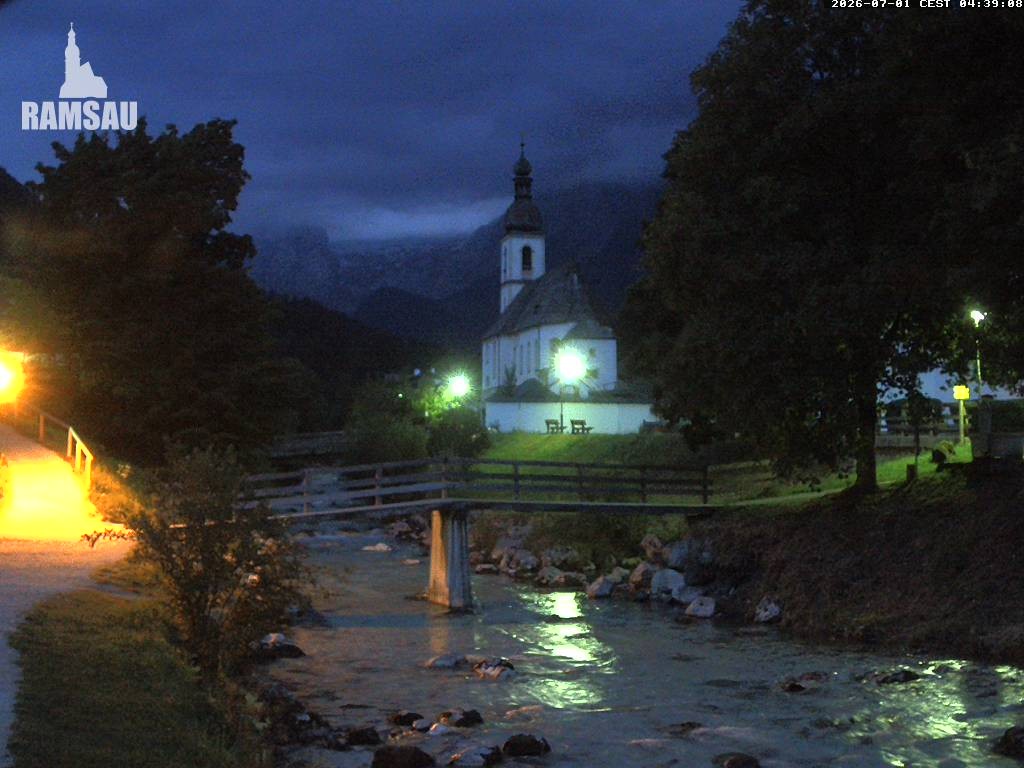 Archiv Foto Webcam Malerwinkel in Ramsau bei Berchtesgaden - Ortskirche St. Sebastian
