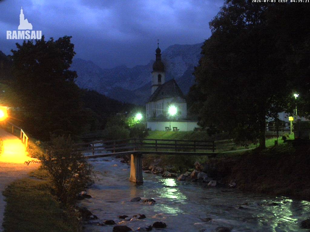 Archiv Foto Webcam Malerwinkel in Ramsau bei Berchtesgaden - Ortskirche St. Sebastian