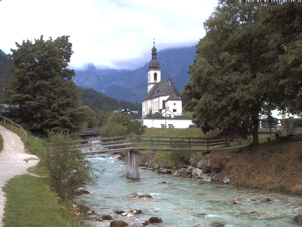 Archiv Foto Webcam Malerwinkel in Ramsau bei Berchtesgaden - Ortskirche St. Sebastian