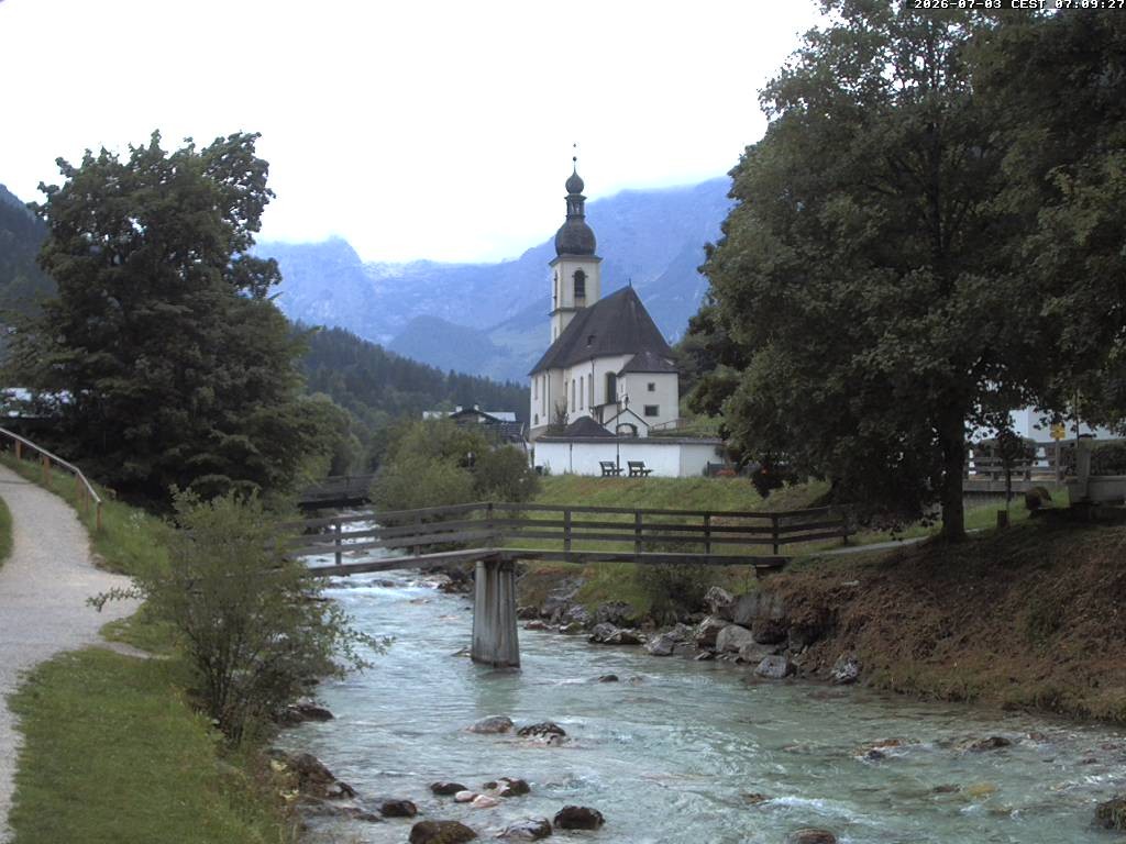Archiv Foto Webcam Malerwinkel in Ramsau bei Berchtesgaden - Ortskirche St. Sebastian