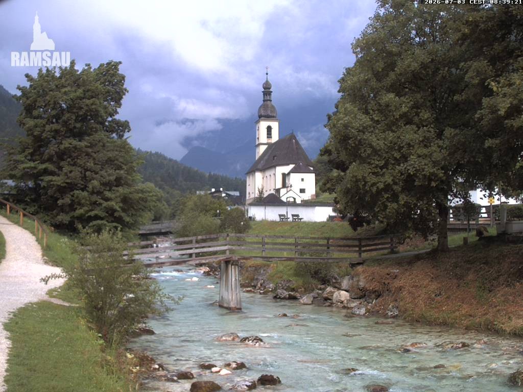 Archiv Foto Webcam Malerwinkel in Ramsau bei Berchtesgaden - Ortskirche St. Sebastian
