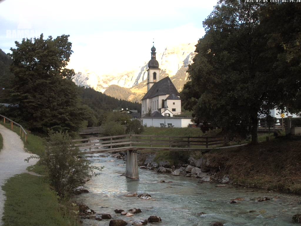 Archiv Foto Webcam Malerwinkel in Ramsau bei Berchtesgaden - Ortskirche St. Sebastian