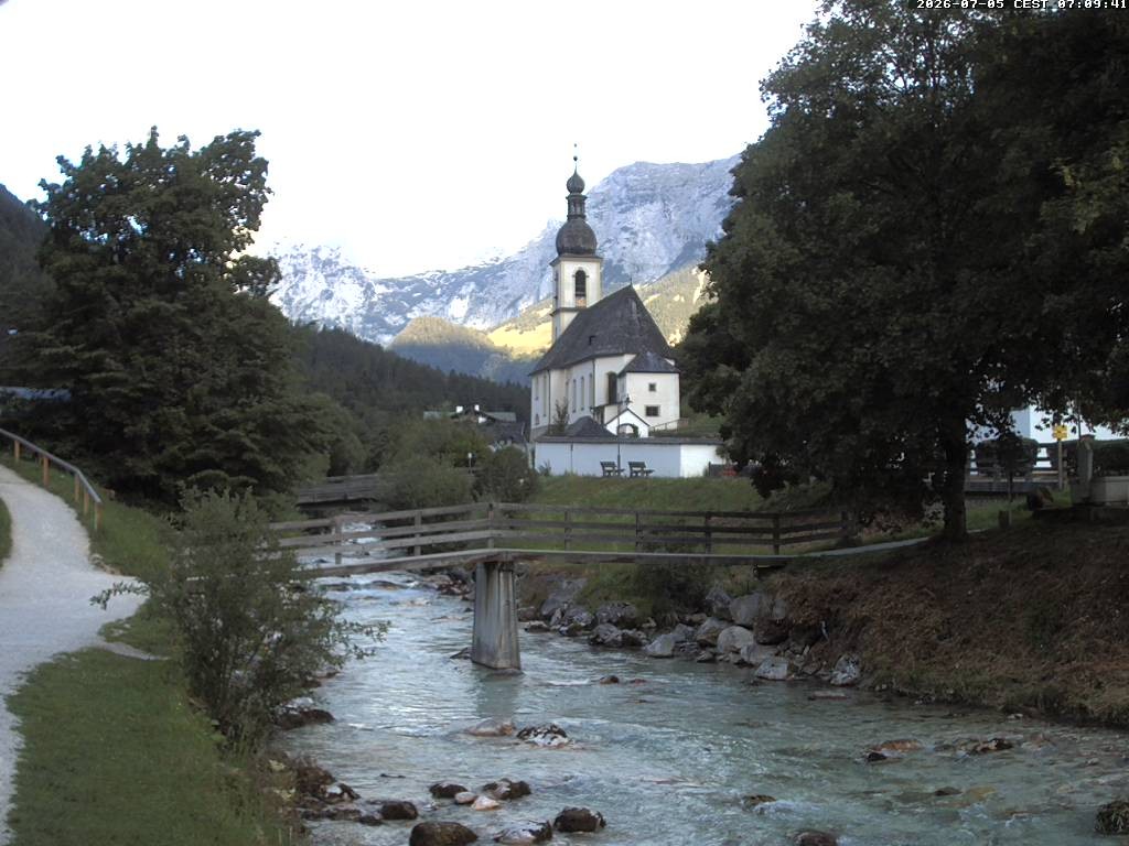 Archiv Foto Webcam Malerwinkel in Ramsau bei Berchtesgaden - Ortskirche St. Sebastian