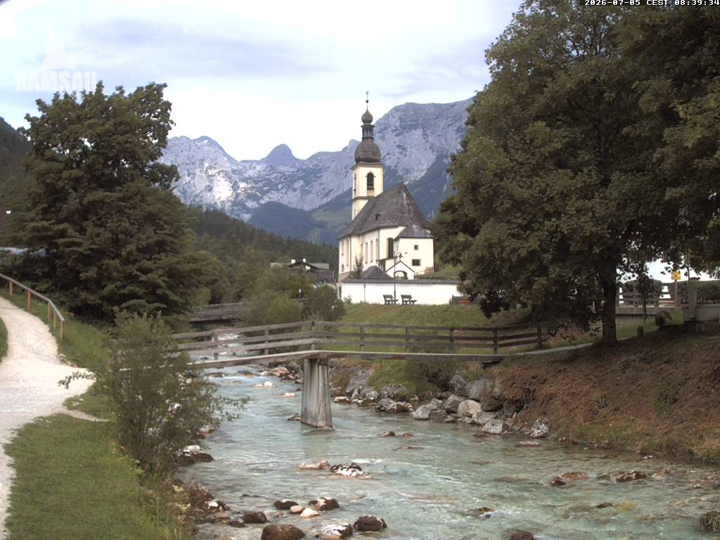 Archiv Foto Webcam Malerwinkel in Ramsau bei Berchtesgaden - Ortskirche St. Sebastian