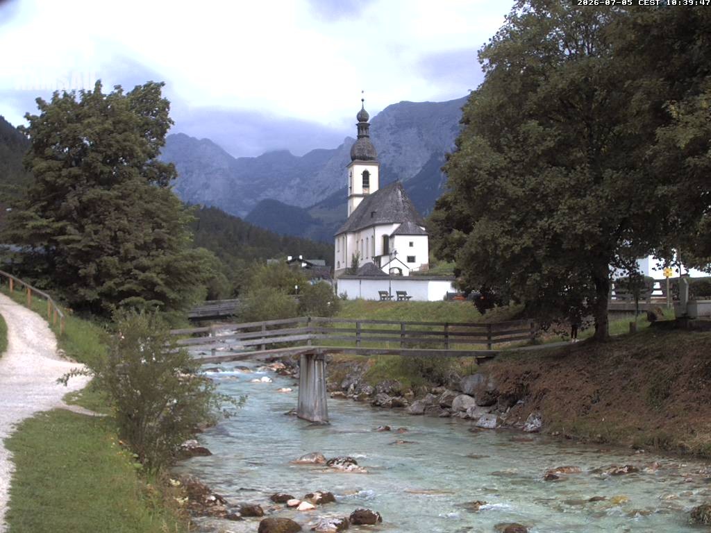 Archiv Foto Webcam Malerwinkel in Ramsau bei Berchtesgaden - Ortskirche St. Sebastian