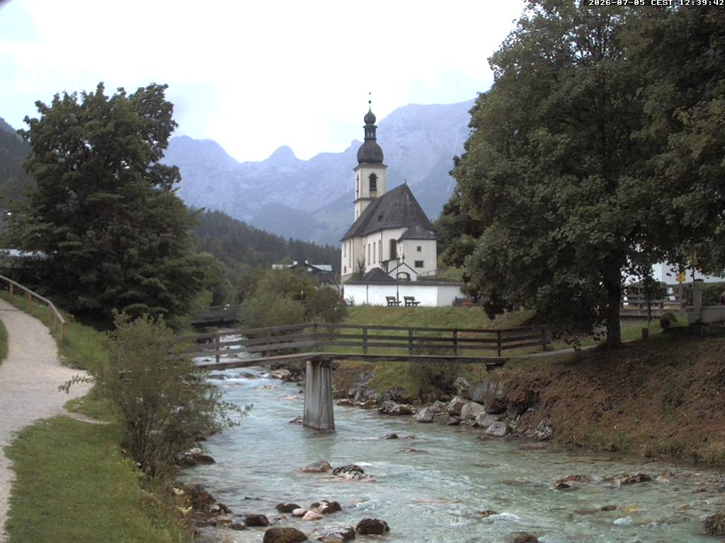 Archiv Foto Webcam Malerwinkel in Ramsau bei Berchtesgaden - Ortskirche St. Sebastian