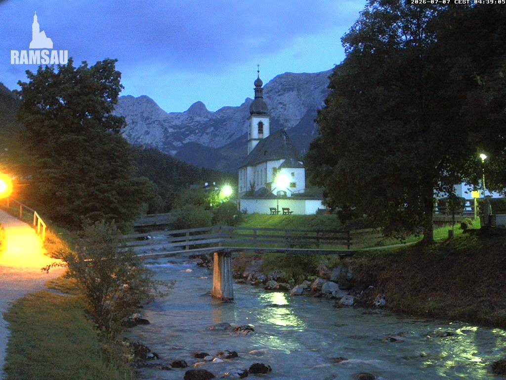 Archiv Foto Webcam Malerwinkel in Ramsau bei Berchtesgaden - Ortskirche St. Sebastian