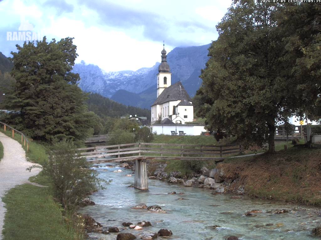 Archiv Foto Webcam Malerwinkel in Ramsau bei Berchtesgaden - Ortskirche St. Sebastian