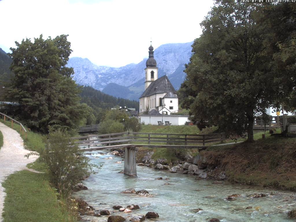 Archiv Foto Webcam Malerwinkel in Ramsau bei Berchtesgaden - Ortskirche St. Sebastian