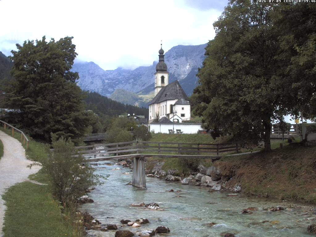Archiv Foto Webcam Malerwinkel in Ramsau bei Berchtesgaden - Ortskirche St. Sebastian