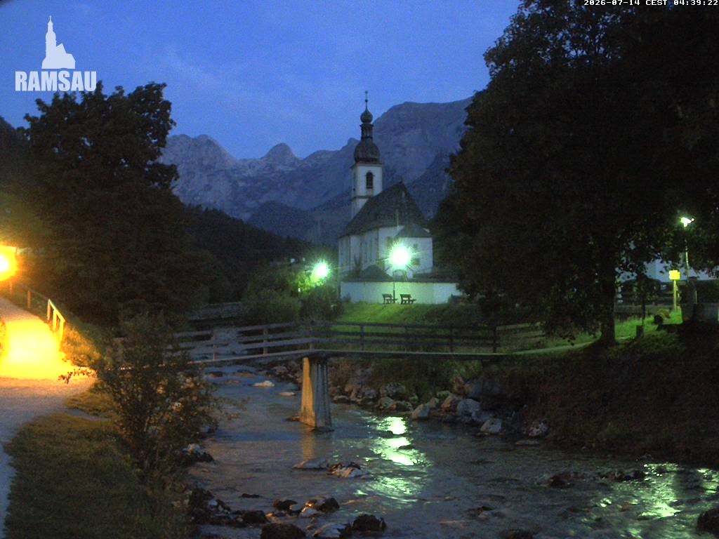 Archiv Foto Webcam Malerwinkel in Ramsau bei Berchtesgaden - Ortskirche St. Sebastian
