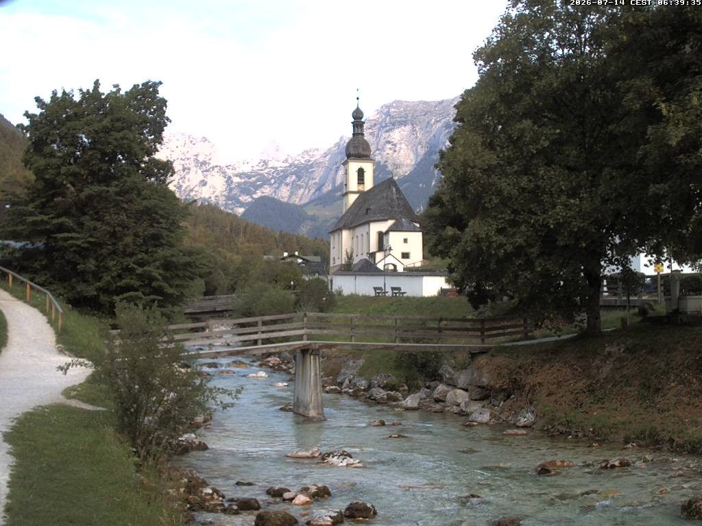 Archiv Foto Webcam Malerwinkel in Ramsau bei Berchtesgaden - Ortskirche St. Sebastian