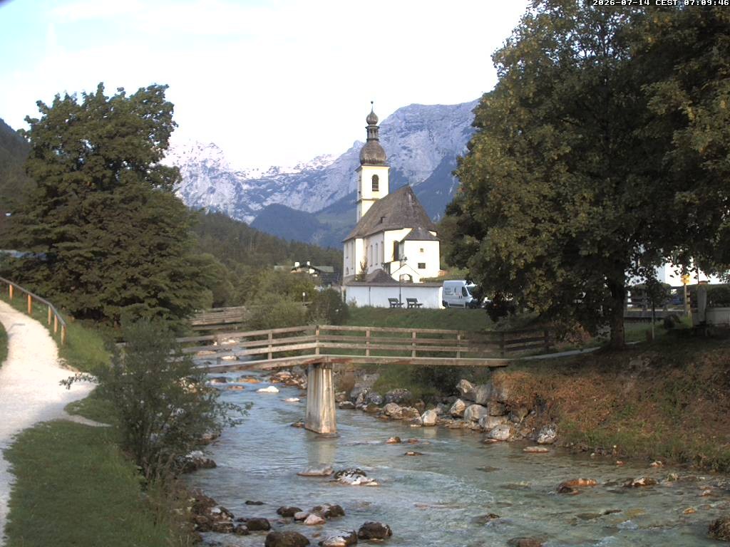 Archiv Foto Webcam Malerwinkel in Ramsau bei Berchtesgaden - Ortskirche St. Sebastian