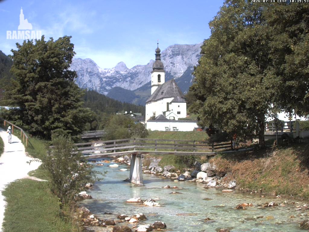 Archiv Foto Webcam Malerwinkel in Ramsau bei Berchtesgaden - Ortskirche St. Sebastian