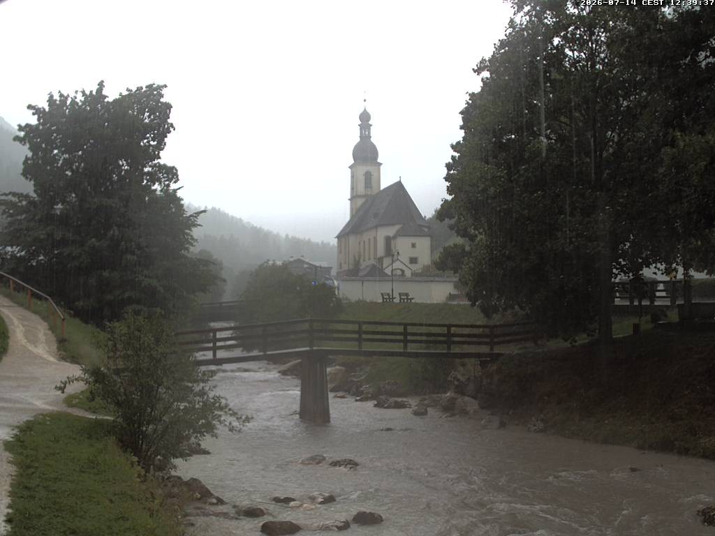 Archiv Foto Webcam Malerwinkel in Ramsau bei Berchtesgaden - Ortskirche St. Sebastian