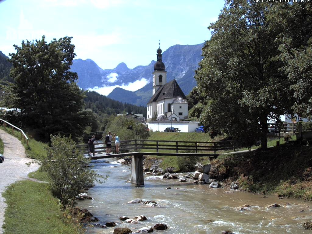 Archiv Foto Webcam Malerwinkel in Ramsau bei Berchtesgaden - Ortskirche St. Sebastian
