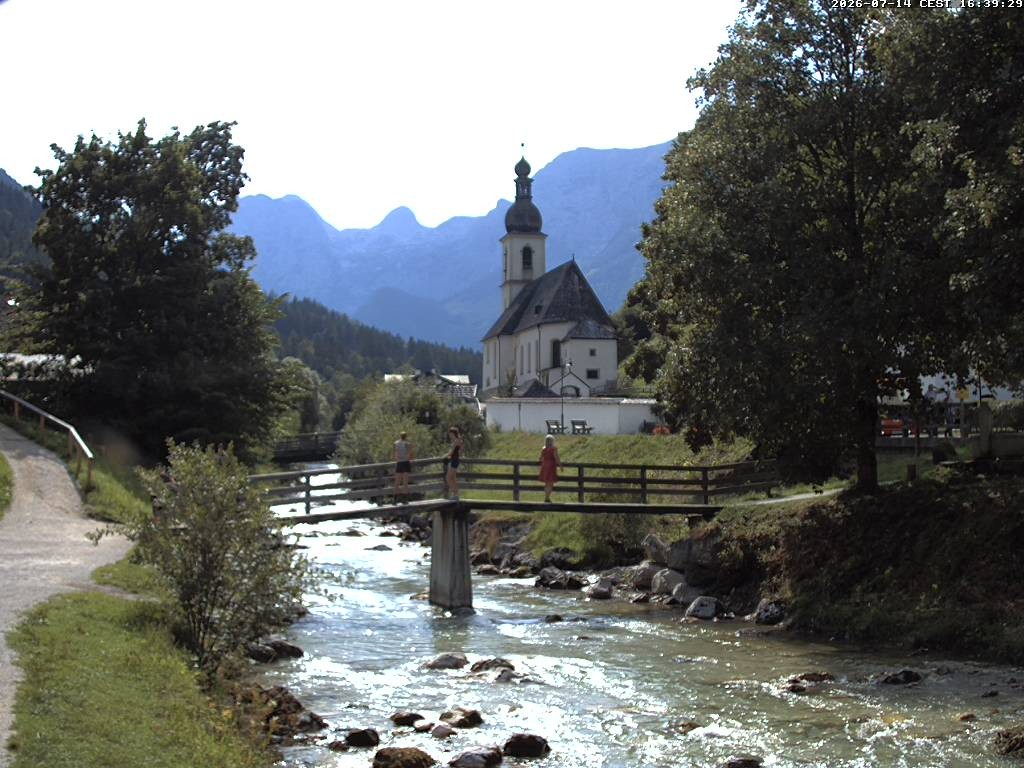 Archiv Foto Webcam Malerwinkel in Ramsau bei Berchtesgaden - Ortskirche St. Sebastian