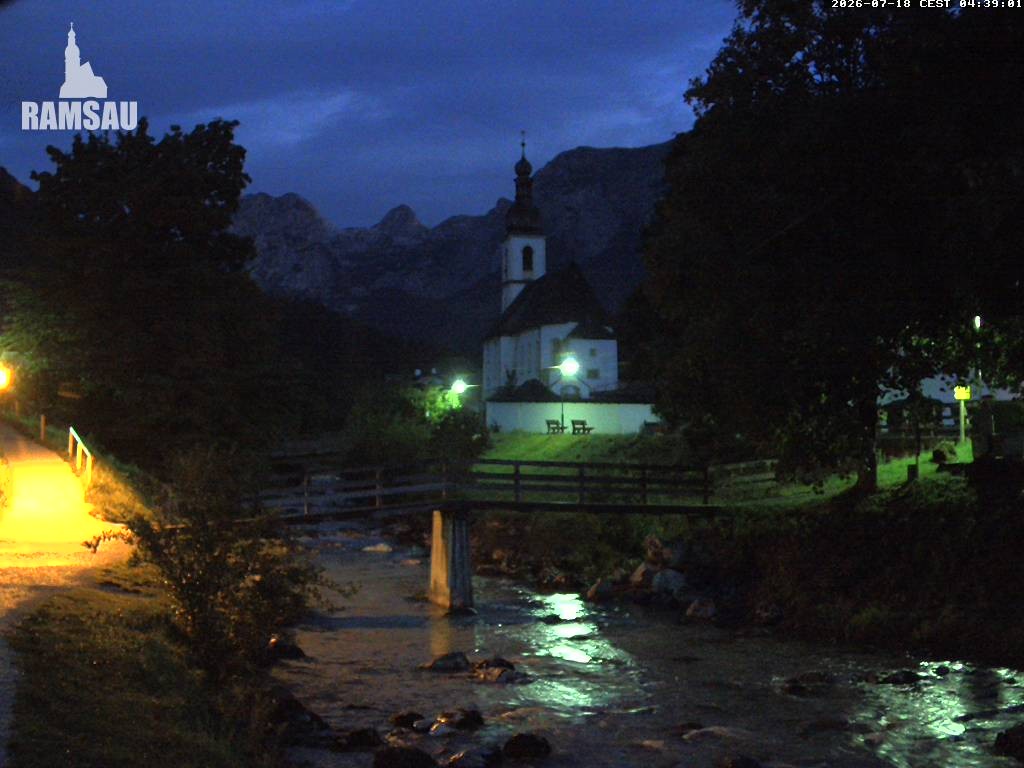 Archiv Foto Webcam Malerwinkel in Ramsau bei Berchtesgaden - Ortskirche St. Sebastian