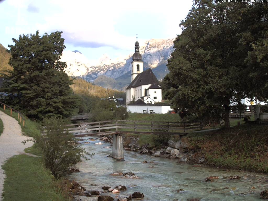 Archiv Foto Webcam Malerwinkel in Ramsau bei Berchtesgaden - Ortskirche St. Sebastian