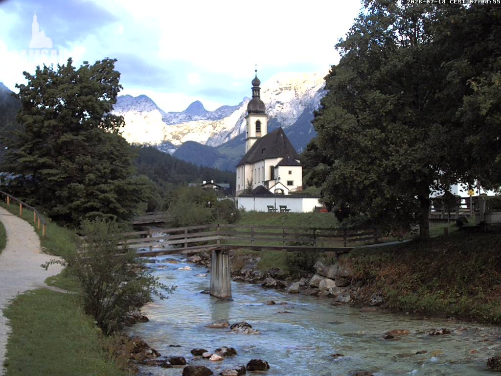 Archiv Foto Webcam Malerwinkel in Ramsau bei Berchtesgaden - Ortskirche St. Sebastian