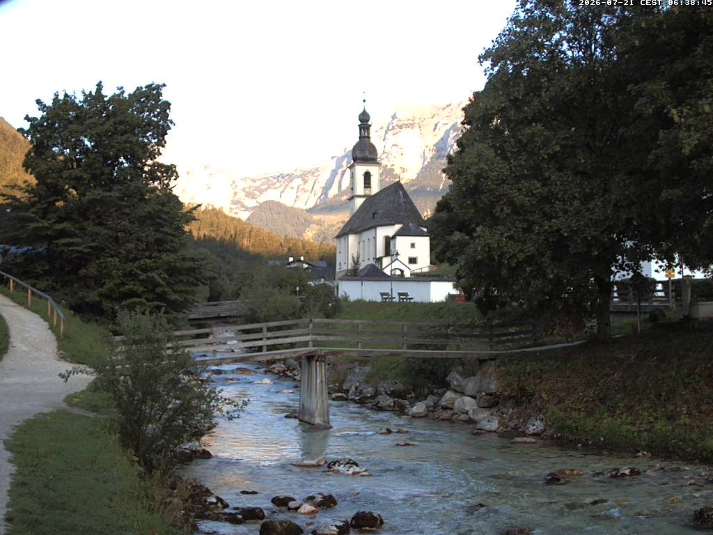 Archiv Foto Webcam Malerwinkel in Ramsau bei Berchtesgaden - Ortskirche St. Sebastian