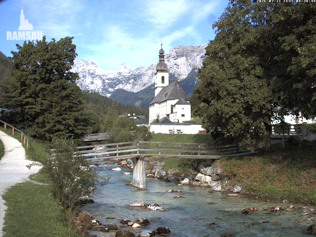 Archiv Foto Webcam Malerwinkel in Ramsau bei Berchtesgaden - Ortskirche St. Sebastian