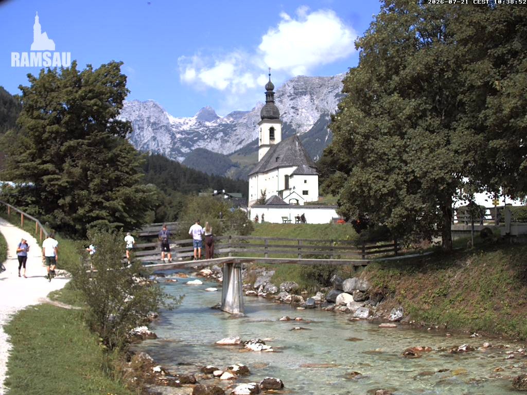 Archiv Foto Webcam Malerwinkel in Ramsau bei Berchtesgaden - Ortskirche St. Sebastian