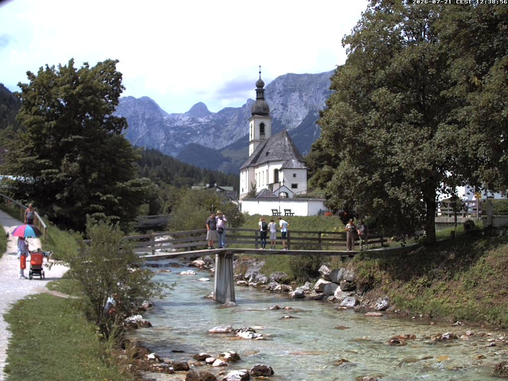 Archiv Foto Webcam Malerwinkel in Ramsau bei Berchtesgaden - Ortskirche St. Sebastian