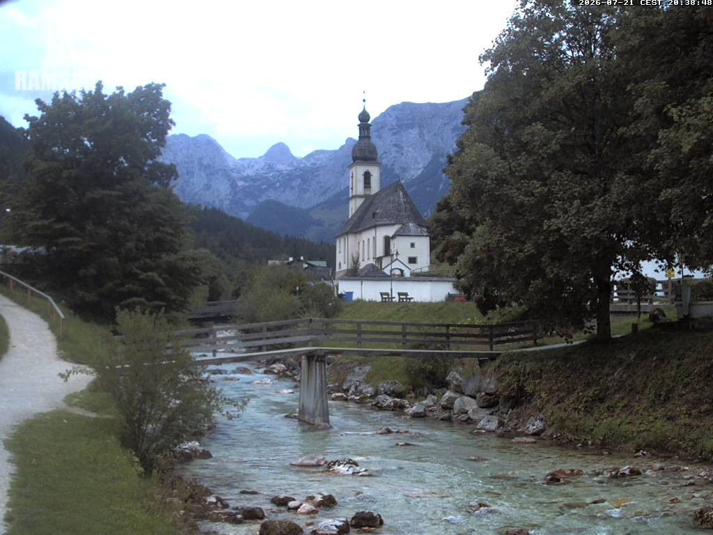 Archiv Foto Webcam Malerwinkel in Ramsau bei Berchtesgaden - Ortskirche St. Sebastian