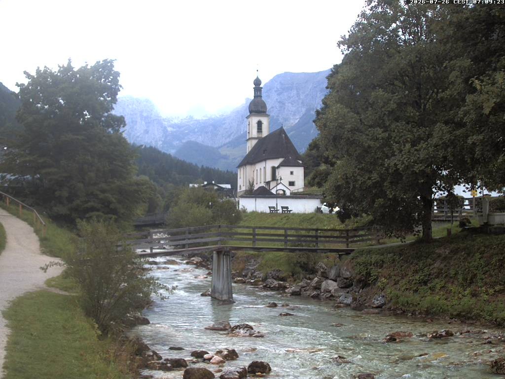 Archiv Foto Webcam Malerwinkel in Ramsau bei Berchtesgaden - Ortskirche St. Sebastian
