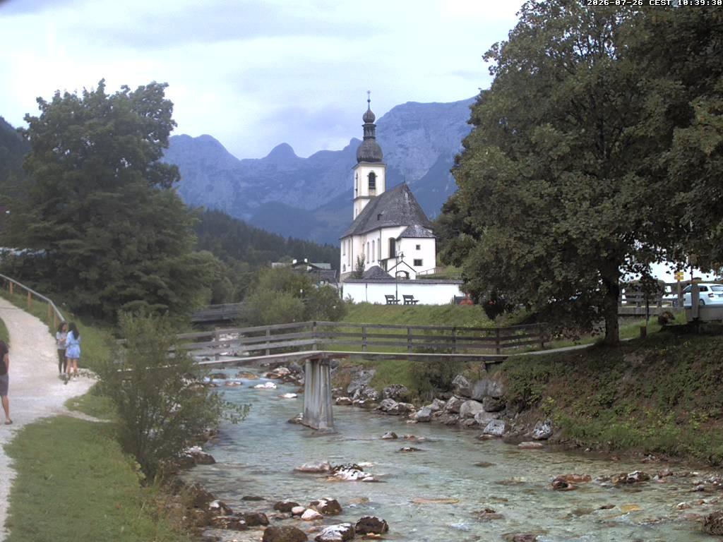 Archiv Foto Webcam Malerwinkel in Ramsau bei Berchtesgaden - Ortskirche St. Sebastian