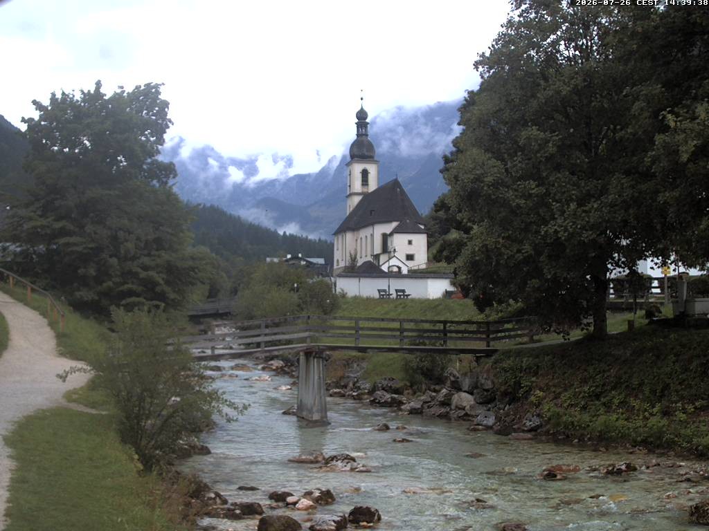 Archiv Foto Webcam Malerwinkel in Ramsau bei Berchtesgaden - Ortskirche St. Sebastian