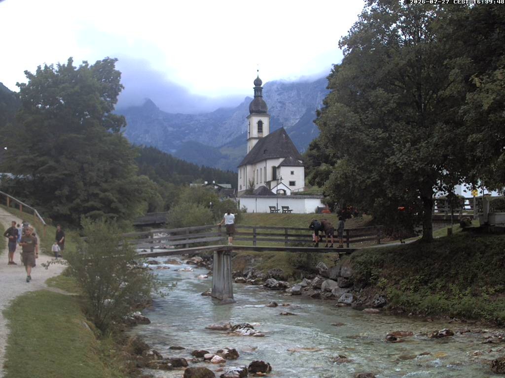 Archiv Foto Webcam Malerwinkel in Ramsau bei Berchtesgaden - Ortskirche St. Sebastian