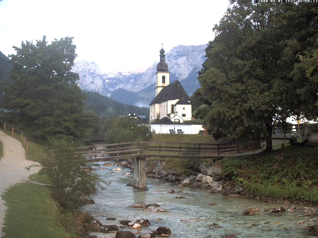 Archiv Foto Webcam Malerwinkel in Ramsau bei Berchtesgaden - Ortskirche St. Sebastian