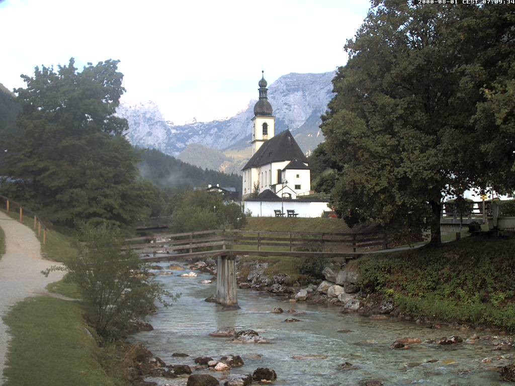 Archiv Foto Webcam Malerwinkel in Ramsau bei Berchtesgaden - Ortskirche St. Sebastian
