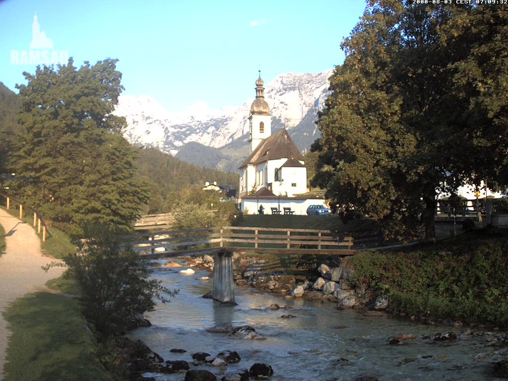 Archiv Foto Webcam Malerwinkel in Ramsau bei Berchtesgaden - Ortskirche St. Sebastian