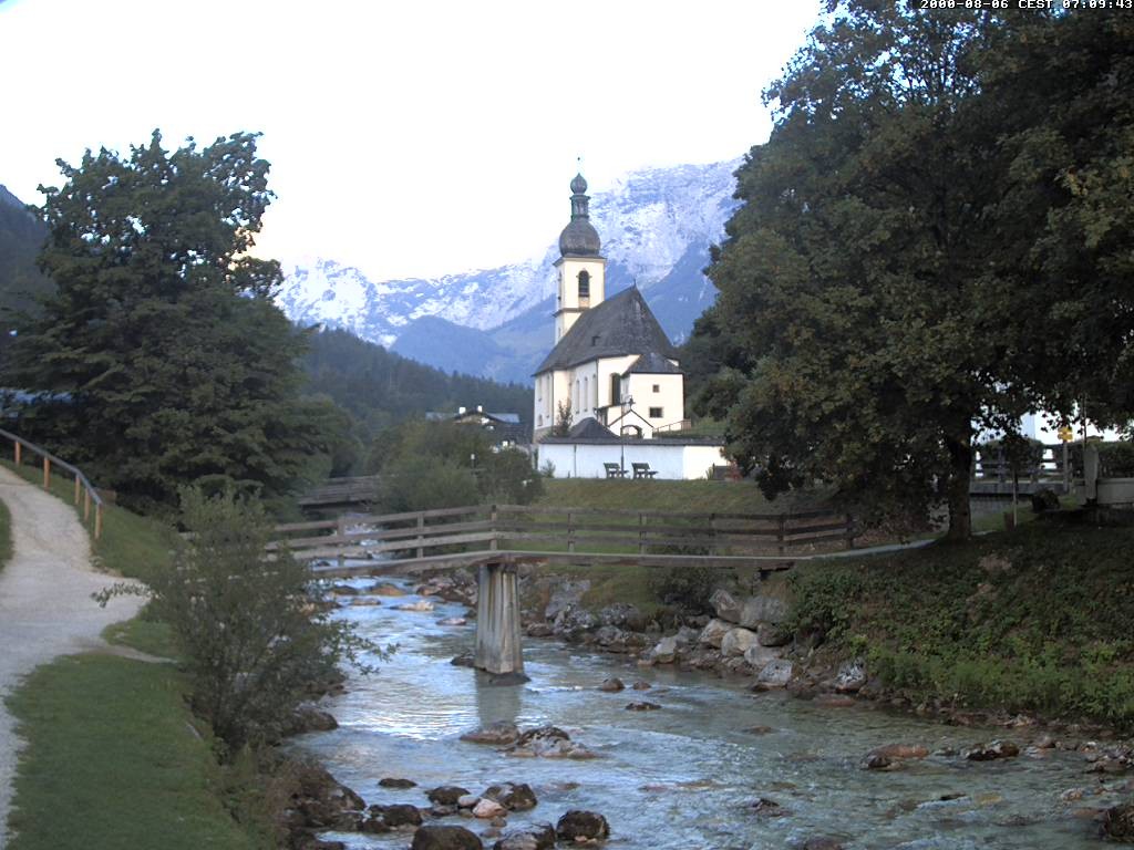 Archiv Foto Webcam Malerwinkel in Ramsau bei Berchtesgaden - Ortskirche St. Sebastian