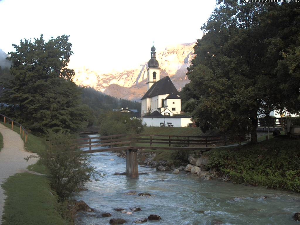 Archiv Foto Webcam Malerwinkel in Ramsau bei Berchtesgaden - Ortskirche St. Sebastian