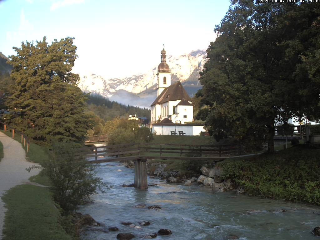 Archiv Foto Webcam Malerwinkel in Ramsau bei Berchtesgaden - Ortskirche St. Sebastian