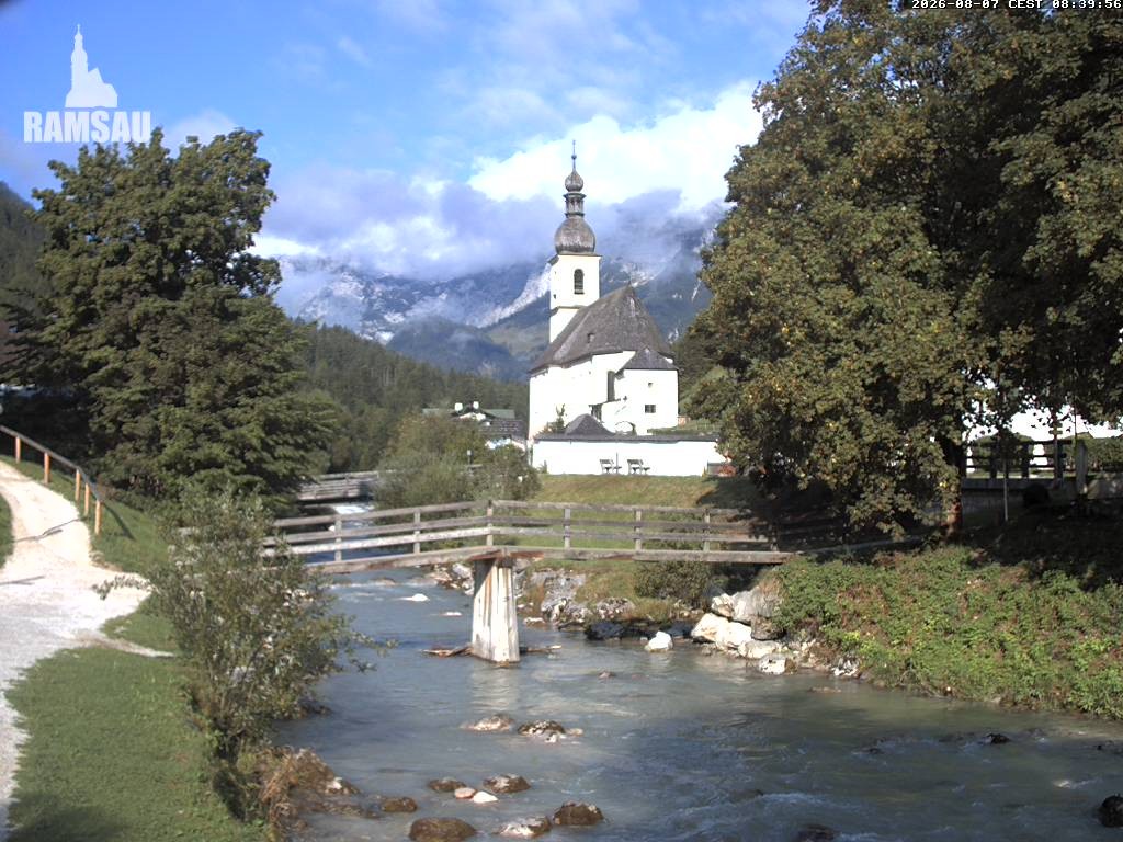 Archiv Foto Webcam Malerwinkel in Ramsau bei Berchtesgaden - Ortskirche St. Sebastian