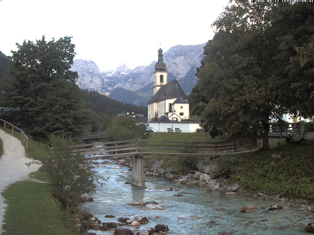 Archiv Foto Webcam Malerwinkel in Ramsau bei Berchtesgaden - Ortskirche St. Sebastian